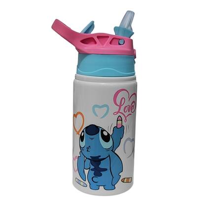 Imagem de Squeeze  Stitch Volta ás Aulas Bico Silicone Infantil 500ml Com Nome