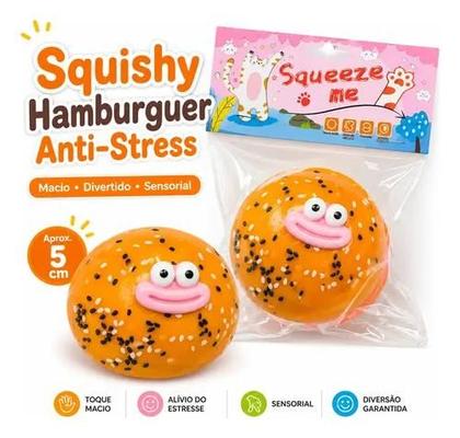 Imagem de Squishy Hamburguer Anti Stress Brinquedo De Apertar Fofo Laranja