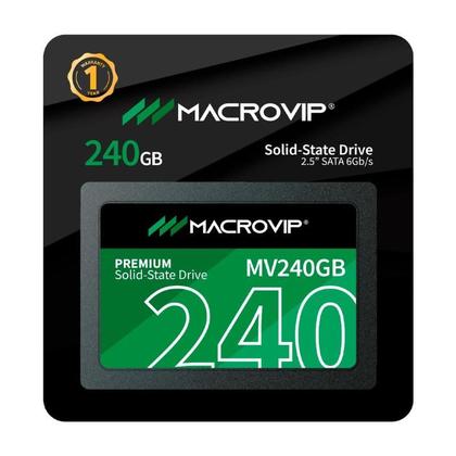 Imagem de SSD 2.5” SATA III Macrovip Premium 240GB Leitura 520MB/s Gravação 450MB/s Preto e Verde - MV240GB