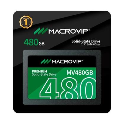 Imagem de SSD 2.5” SATA III Macrovip Premium 480GB Leitura 520MB/s Gravação 450MB/s Preto e Verde - MV480GB