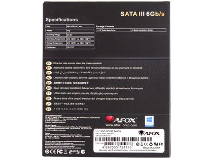 SSD 240GB AFOX SD250-240GN SATA III Leitura 560MB/s e Gravação