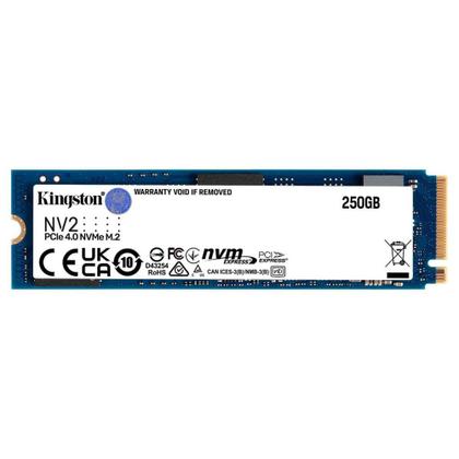 Imagem de SSD 250GB Kingston NV2, M.2 2280, NVMe PCIe 4.0 x4, Leitura 3500MB/s, Gravação 1300MB/s - SNV2S/250G