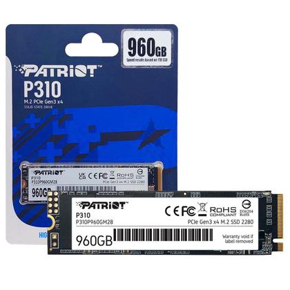 Imagem de Ssd 960Gb Patriot P310, M.2 2280 Pcie 3X4 Nvme 1.3, Leitura