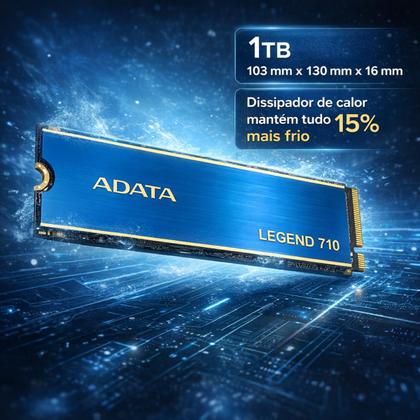 Imagem de SSD ADATA 1TB M.2 Legend 710 NVMe 2280 PCIe Gen3 x4 Azul