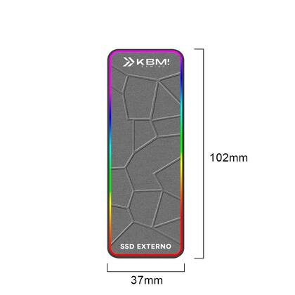 Imagem de SSD Externo KBM Gaming 256GB Portátil RGB Leitura 410MB/s Gravação 406MB/s USB E USB-C - KGSSE200256