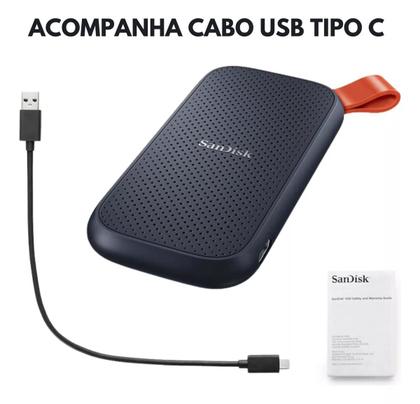 SSD Externo Portátil Sandisk, 1 TB, USB, Leitura 800MB/s, Preto e