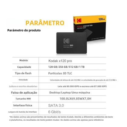 SSD/HDD Kodak X120 Pro 2,5" - 120GB, 128GB, 256GB, 512GB e 1TB Imagem de SSD/HDD Kodak X120 Pro 2,5" - 120GB, 128GB, 256GB, 512GB e 1TB