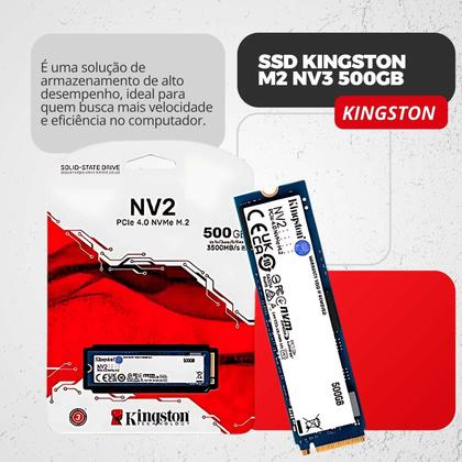 Imagem de SSD Kingston M2 NV3 500GB SNV3S/500G, PCIe 4.0 NVMe M.2, DC 3.3V