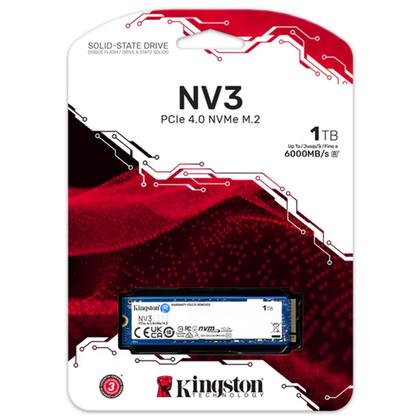 Imagem de SSD NVMe Kingston NV3 1TB, PCIe 4.0 x4, M.2 2280, Leitura 6000 MB/s, Gravação 4000 MB/s - SNV3S/1000G