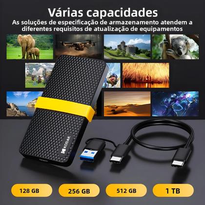 KODAK X200 ポータブルSSD 2TB SSD Portátil Kodak X200 - 2TB, 1TB, 512GB e 256GB - USB 3.1 Tipo C