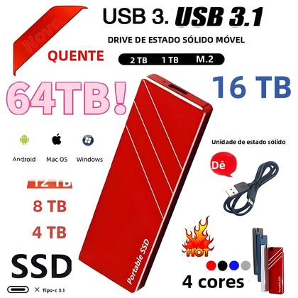 Imagem de SSD Portátil Mini Lenovo 2024 De 4TB E 16TB Tipo-C USB3.1, Unidade De Estado Sólido Externa De Alta