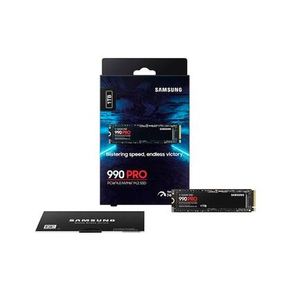 Imagem de SSD Samsung 990 PRO, 1TB, M.2 2280, PCIe 4.0 x4, NVMe, Leitura: 7450 MB/s, Gravação: 6900 MB/s - MZ-V9P1T0B/AM