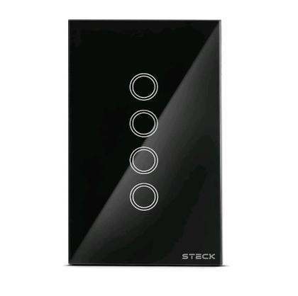 Steck Smarteck Interruptor Inteligente 4 Módulos 4x2 Touch Preto Imagem de Steck Smarteck Interruptor Inteligente 4 Módulos 4x2 Touch Preto