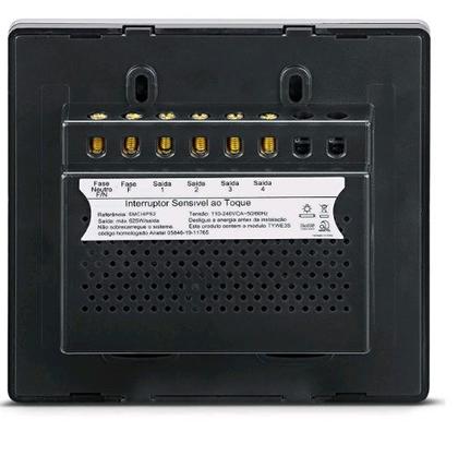 Imagem de Steck Smarteck Interruptor Inteligente 4 Módulos 4x4 Touch Preto