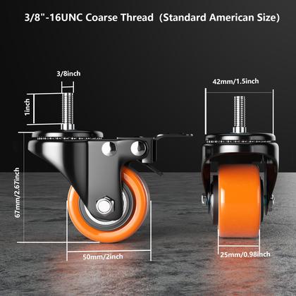 Imagem de Stem Caster Wheels YUPEZOP Heavy Duty de 2 polegadas, conjunto de 4
