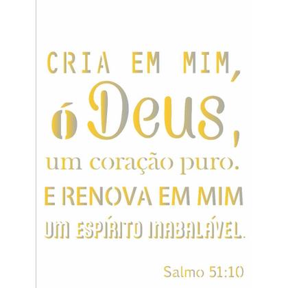 Imagem de Stencil Opa 15 X 20 cm - Religião Salmo 51:10 - 2049
