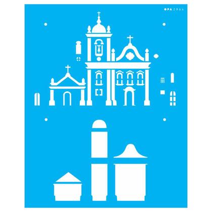 Imagem de Stencil Pintura Country Brasil Igreja I 2964 20x25 Opa