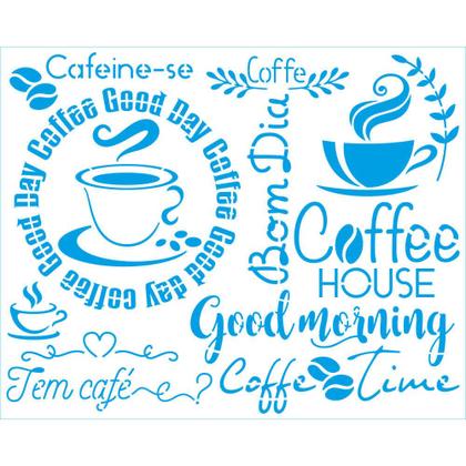 Imagem de Stencil Pintura Kit Cozinha Café e Frases Str-250 20x25 Litoarte