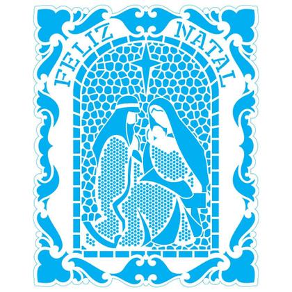 Imagem de Stencil Pintura Retangular Natal Presépio em Vitral 25x20 Strn-015 Litoarte