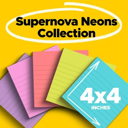 Imagem de Sticky Notes Post-it Super Sticky 4x4 polegadas 6 almofadas Supernova Neons