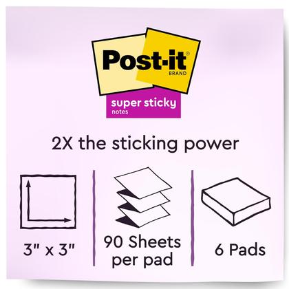 Imagem de Sticky Notes Post-it Super Sticky Pop-up, 3 x 3 polegadas e 6 blocos
