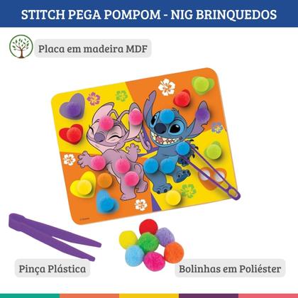 Imagem de Stitch Pega Pompom Montessori Educativo Nig Brinquedos