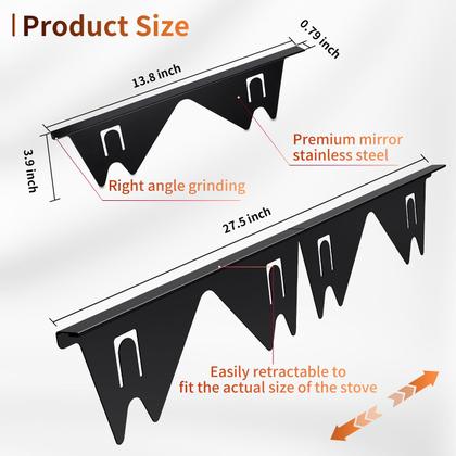 Imagem de Stove Gap Covers BATJA ZYQGH em aço inoxidável preto (2 unidades)