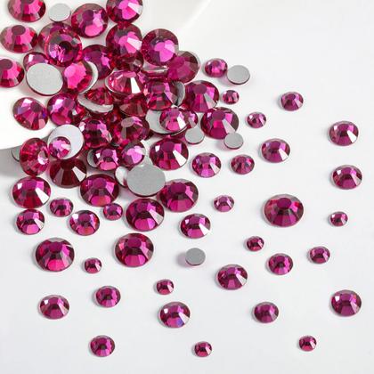 Imagem de Strass para maquiagem BEADSLAND 2500 unidades de vidro com encosto plano fúcsia