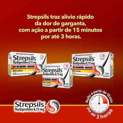 Imagem de Strepsils 8,75mg Sabor Mel e Limão 8 Pastilhas