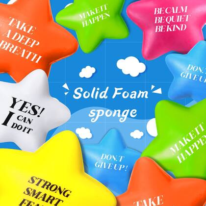 Imagem de Stress Ball Chalyna Motivational Star, 30 peças de espuma de PU de 5,6 cm