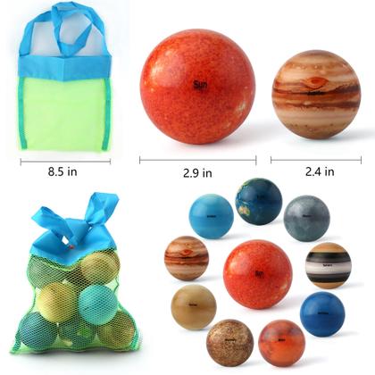 Imagem de Stress Balls define planetas do sistema solar com crianças astronautas