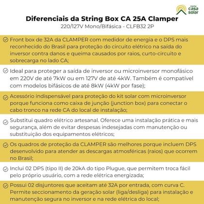Imagem de String Box 32A 127V/220V Bifásica CA Clamper - CLFB32ME 2P