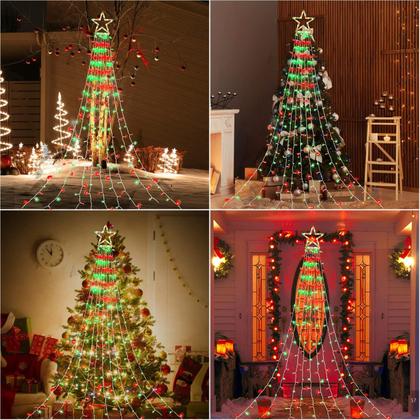 Imagem de String Light PUHONG, estrela de 5 pontos, 42 cm, vermelho, verde, 5 m, 320 LEDs