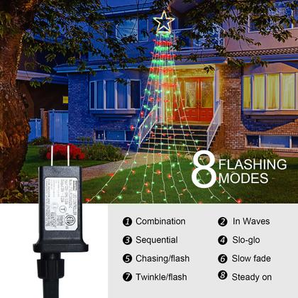 Imagem de String Light PUHONG, estrela de 5 pontos, 42 cm, vermelho, verde, 5 m, 320 LEDs