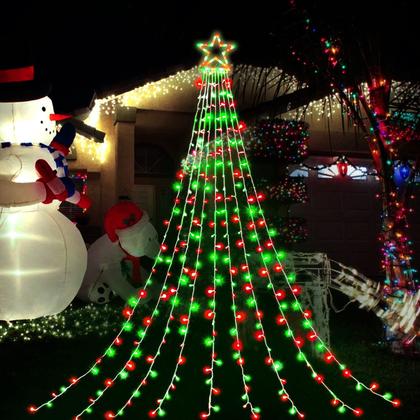 Imagem de String Light PUHONG, estrela de 5 pontos, 42 cm, vermelho, verde, 5 m, 320 LEDs