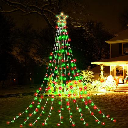 Imagem de String Light PUHONG, estrela de 5 pontos, 42 cm, vermelho, verde, 5 m, 320 LEDs