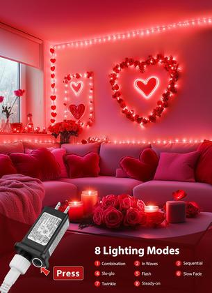 Imagem de String Lights Brightown 12m 100 LED vermelho 8 modos 120V