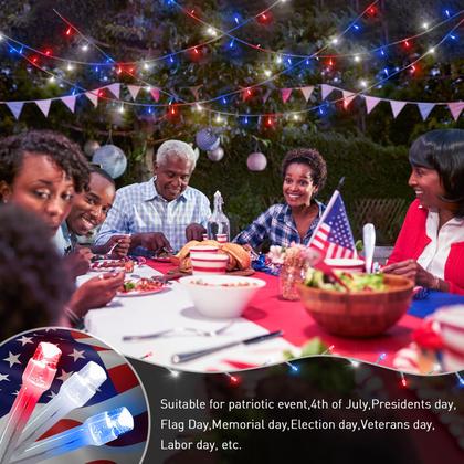 Imagem de String Lights JMEXSUSS Vermelho Branco Azul 66m 200 LED 4 de julho