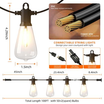 Imagem de String Lights Kawaya 30m LED 52 à prova de estilhaçamento, regulável, IP65