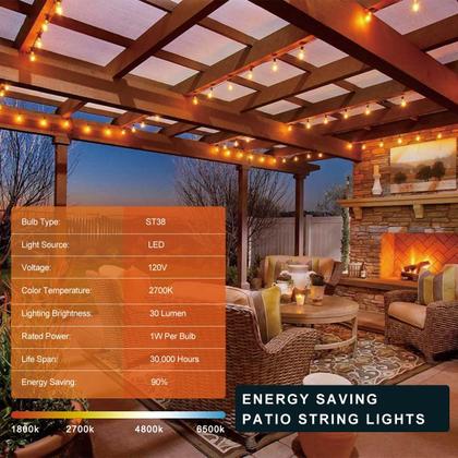 Imagem de String Lights Kawaya 30m LED 52 à prova de estilhaçamento, regulável, IP65