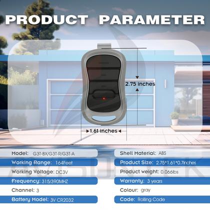 Imagem de Substituição remota do abridor de porta de garagem Avisontek G3T-A 315/390MHz