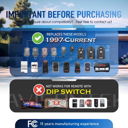 Imagem de Substituição remota do abridor de porta de garagem Avisontek G3T-A 315/390MHz