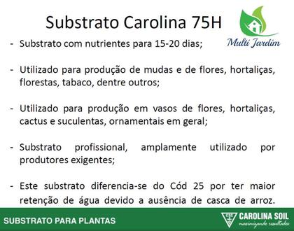 Imagem de Substrato Carolina Soil Formulação 75H 8kg Germinação de Sementes Plantio Hortaliças Etc