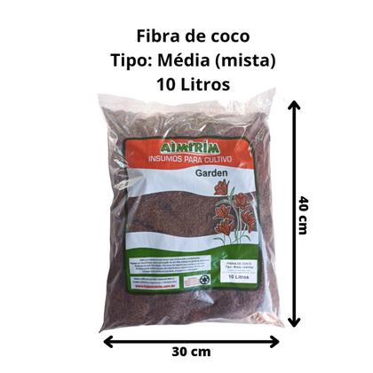 Imagem de Substrato Fibra de Coco 10 Litros Fibras Média Mista - para plantio germinação mudas em vasos floreiras canteiros pronto para uso grow cultivo