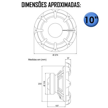 Imagem de Subwoofer Class 10" Polegadas Hurricane 250W RMS Telado