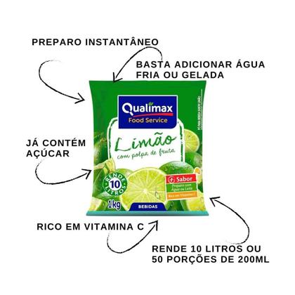 Imagem de Suco em Pó Refresco 1Kg Qualimax Faz até 10 Litros - Food Service Adoçado / Vitamina C