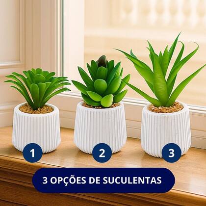 Imagem de Suculenta Artificial Decorativa Com Vaso de Cerâmica Moderno
