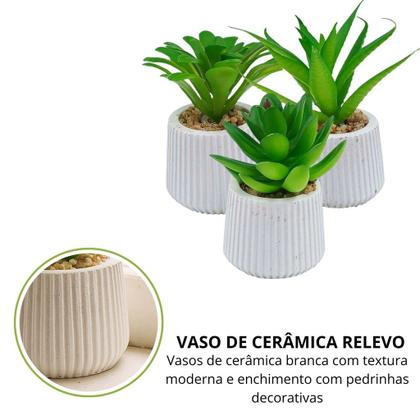 Imagem de Suculenta Artificial Decorativa Com Vaso de Cerâmica Moderno