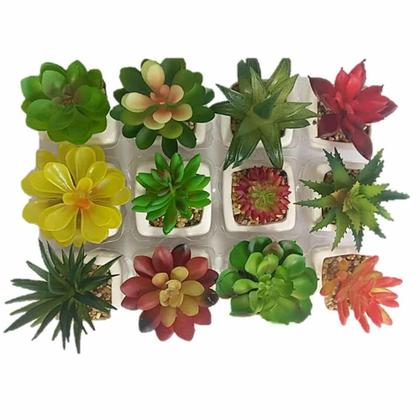 Imagem de Suculenta Artificial Mini Vaso de Cerâmica Branco