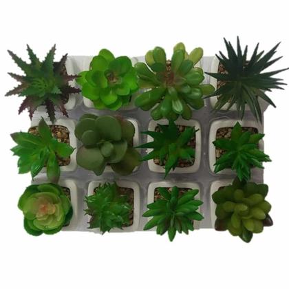 Imagem de Suculenta Artificial Mini Vaso de Cerâmica Branco